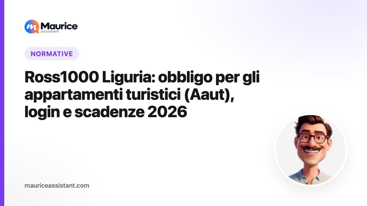 Ross1000 Liguria: obbligo per gli appartamenti turistici (Aaut), login e scadenze 2026